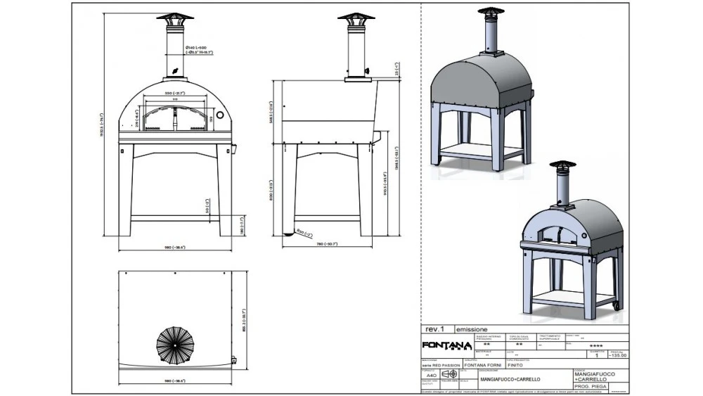Fontana - Mangiafuoco Wood Pizza Oven With Trolley - Anthracite - Image 2