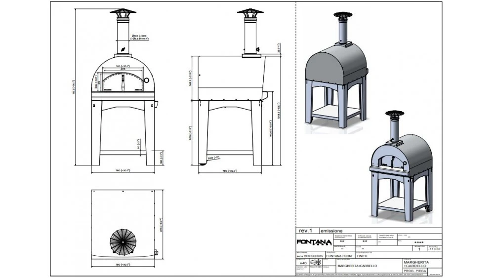 Fontana - Margherita Wood Pizza Oven With Trolley - Stainless Steel - Image 2